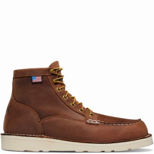 Brown Danner Bull Run Moc Toe Men's Work Boots | 80287